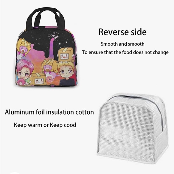 Cute Pink Lunch Bag for Girls Boys kawaii Reusable Insulated Lunch Box - Picture 3 of 6